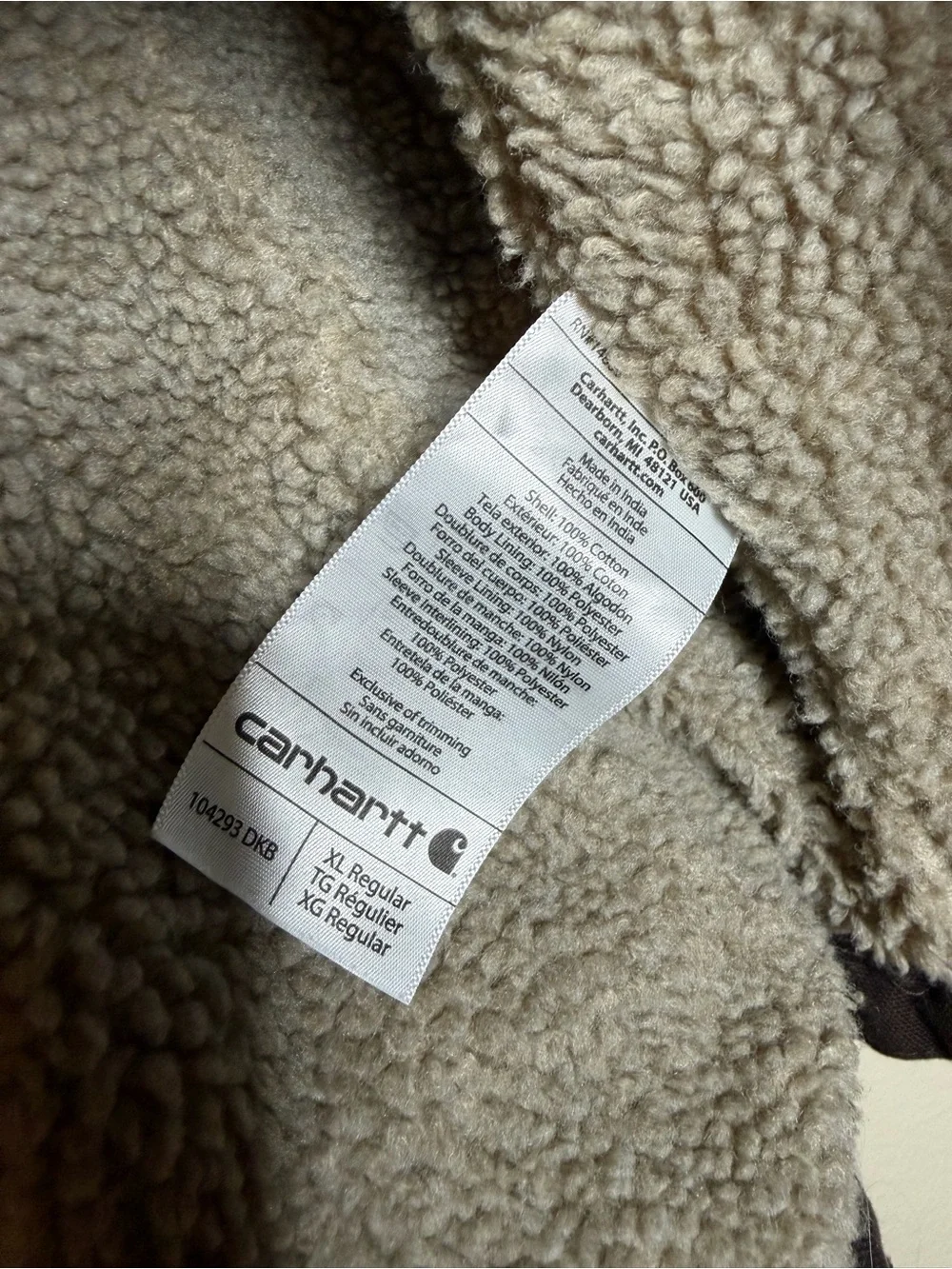 Carhartt Men's Bartlett Loose Fit Washed Duck Sherpa-Lined Coat XL Dark Brown